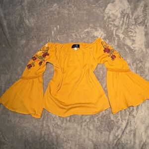 Off the shoulder floral embroidered top